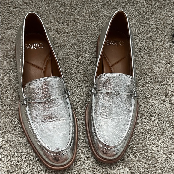 SARTO By Franco Sarto Shoes - SARTO By Franco Sarto Shimmering Silver Loafers